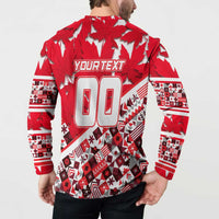 Personalized Canada Hockey Helmet Button Sweatshirt Maple Leaf Pattern