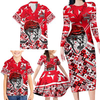 Personalized Canada Hockey Helmet Family Matching Long Sleeve Bodycon Dress and Hawaiian Shirt Maple Leaf Pattern