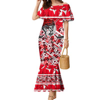 Personalized Canada Hockey Helmet Family Matching Mermaid Dress and Hawaiian Shirt Maple Leaf Pattern