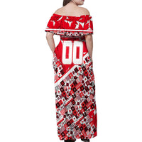 Personalized Canada Hockey Helmet Family Matching Off Shoulder Maxi Dress and Hawaiian Shirt Maple Leaf Pattern