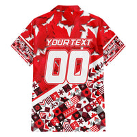 Personalized Canada Hockey Helmet Family Matching Off Shoulder Short Dress and Hawaiian Shirt Maple Leaf Pattern