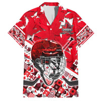 Personalized Canada Hockey Helmet Family Matching Puletasi and Hawaiian Shirt Maple Leaf Pattern