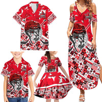 Personalized Canada Hockey Helmet Family Matching Summer Maxi Dress and Hawaiian Shirt Maple Leaf Pattern