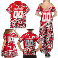 Personalized Canada Hockey Helmet Family Matching Summer Maxi Dress and Hawaiian Shirt Maple Leaf Pattern