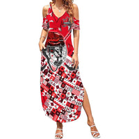 Personalized Canada Hockey Helmet Family Matching Summer Maxi Dress and Hawaiian Shirt Maple Leaf Pattern