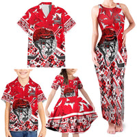 Personalized Canada Hockey Helmet Family Matching Tank Maxi Dress and Hawaiian Shirt Maple Leaf Pattern