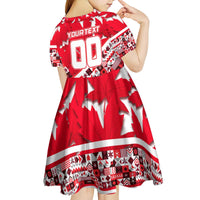 Personalized Canada Hockey Helmet Kid Short Sleeve Dress Maple Leaf Pattern
