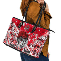 Canada Hockey Helmet Leather Tote Bag Maple Leaf Pattern