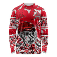 Personalized Canada Hockey Helmet Long Sleeve Shirt Maple Leaf Pattern
