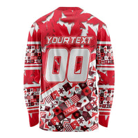 Personalized Canada Hockey Helmet Long Sleeve Shirt Maple Leaf Pattern