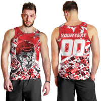 Personalized Canada Hockey Helmet Men Tank Top Maple Leaf Pattern