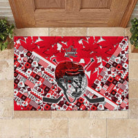 Canada Hockey Helmet Rubber Doormat Maple Leaf Pattern