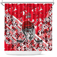 Canada Hockey Helmet Shower Curtain Maple Leaf Pattern