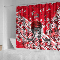 Canada Hockey Helmet Shower Curtain Maple Leaf Pattern