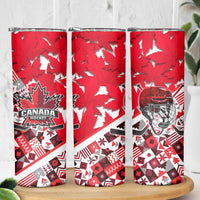 Canada Hockey Helmet Skinny Tumbler Maple Leaf Pattern