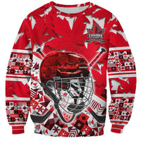 Personalized Canada Hockey Helmet Sweatshirt Maple Leaf Pattern