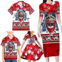 Personalized Canada Elite Hockey Family Matching Long Sleeve Bodycon Dress and Hawaiian Shirt Champions Spirit