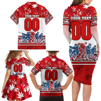 Personalized Canada Elite Hockey Family Matching Long Sleeve Bodycon Dress and Hawaiian Shirt Champions Spirit