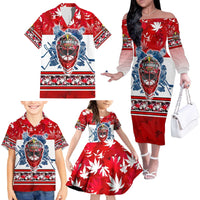 Personalized Canada Elite Hockey Family Matching Off The Shoulder Long Sleeve Dress and Hawaiian Shirt Champions Spirit