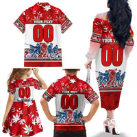 Personalized Canada Elite Hockey Family Matching Off The Shoulder Long Sleeve Dress and Hawaiian Shirt Champions Spirit