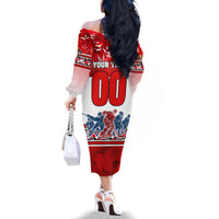 Personalized Canada Elite Hockey Family Matching Off The Shoulder Long Sleeve Dress and Hawaiian Shirt Champions Spirit