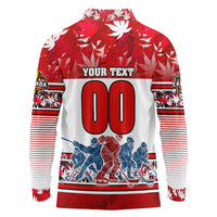 Personalized Canada Elite Hockey Long Sleeve Polo Shirt Champions Spirit