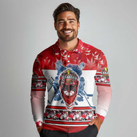 Personalized Canada Elite Hockey Long Sleeve Polo Shirt Champions Spirit