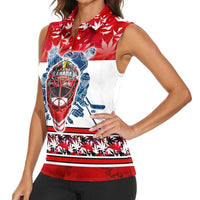 Personalized Canada Elite Hockey Women Sleeveless Polo Shirt Champions Spirit