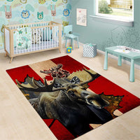 Canada Moose Area Rug Canadian Flag Maple Leaf Vintage