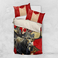 Canada Moose Bedding Set Canadian Flag Maple Leaf Vintage