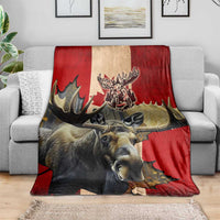 Canada Moose Blanket Canadian Flag Maple Leaf Vintage