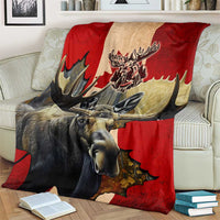 Canada Moose Blanket Canadian Flag Maple Leaf Vintage