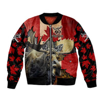 Personalized Canada Moose Bomber Jacket Canadian Flag Maple Leaf Vintage
