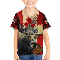 Personalized Canada Moose Family Matching Puletasi and Hawaiian Shirt Canadian Flag Maple Leaf Vintage