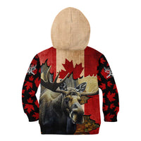 Personalized Canada Moose Kid Hoodie Canadian Flag Maple Leaf Vintage