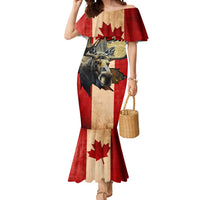 Personalized Canada Moose Mermaid Dress Canadian Flag Maple Leaf Vintage