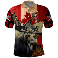 Personalized Canada Moose Polo Shirt Canadian Flag Maple Leaf Vintage