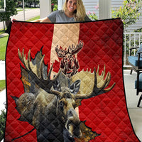 Canada Moose Quilt Canadian Flag Maple Leaf Vintage