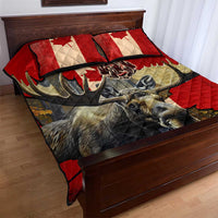 Canada Moose Quilt Bed Set Canadian Flag Maple Leaf Vintage