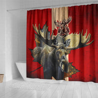 Canada Moose Shower Curtain Canadian Flag Maple Leaf Vintage