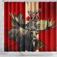 Canada Moose Shower Curtain Canadian Flag Maple Leaf Vintage