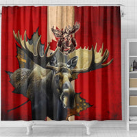 Canada Moose Shower Curtain Canadian Flag Maple Leaf Vintage