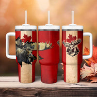 Canada Moose Tumbler With Handle Canadian Flag Maple Leaf Vintage
