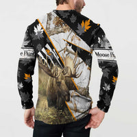 Personalized Moose Hunting Button Sweatshirt Autumn Wilderness Adventure Camo