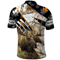 Personalized Moose Hunting Polo Shirt Autumn Wilderness Adventure Camo