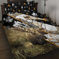 Moose Hunting Quilt Bed Set Autumn Wilderness Adventure Camo
