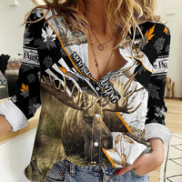 Personalized Moose Hunting Women Casual Shirt Autumn Wilderness Adventure Camo