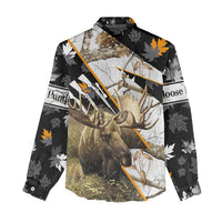 Personalized Moose Hunting Women Casual Shirt Autumn Wilderness Adventure Camo