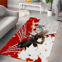 Moose Hunting Area Rug Canada Maple Leaf