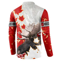 Moose Hunting Button Sweatshirt Canada Maple Leaf
